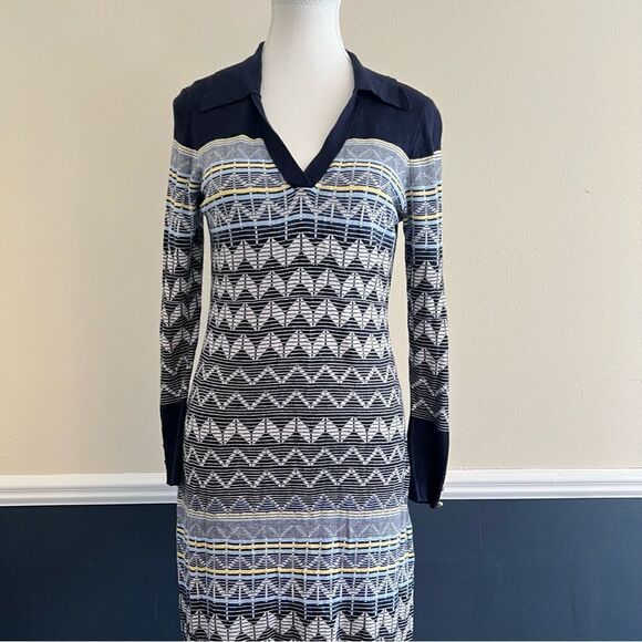 TED BAKER Holliis Chevron Sweater Knit Collared Polo Midi Dress - Picture 6 of 15